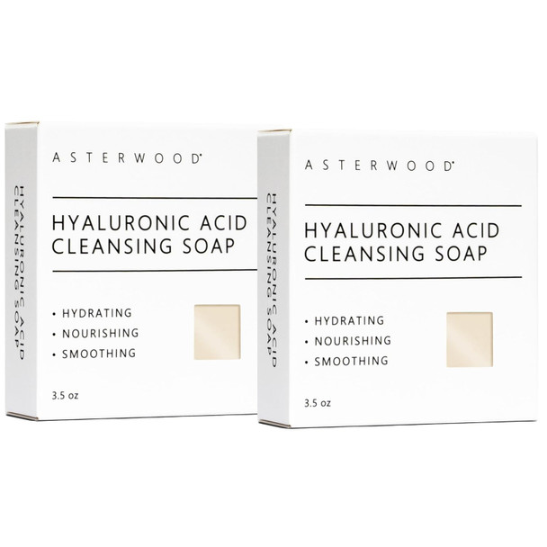 Asterwood Hyaluronic Acid Face Soap Bar Hydrating Facial Cleanser 3.5 Oz Hydrating, Non Stripping and Gentle Even for Sensitive Skin Soft and Supple Skin After Every Wash Fragrance Free