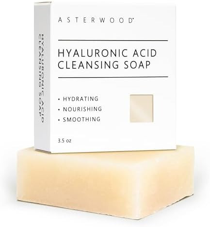 Asterwood Hyaluronic Acid Face Soap Bar Hydrating Facial Cleanser 3.5 Oz Hydrating, Non Stripping and Gentle Even for Sensitive Skin Soft and Supple Skin After Every Wash Fragrance Free