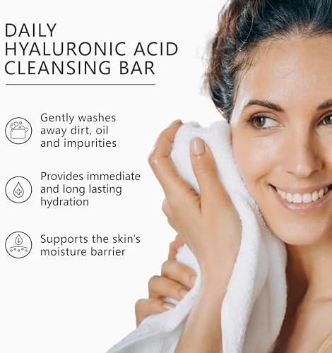 Asterwood Hyaluronic Acid Face Soap Bar Hydrating Facial Cleanser 3.5 Oz Hydrating, Non Stripping and Gentle Even for Sensitive Skin Soft and Supple Skin After Every Wash Fragrance Free