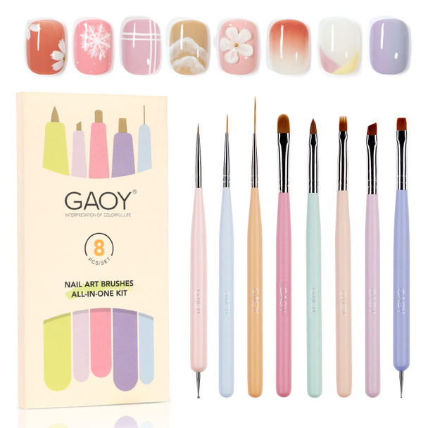 GAOY  Pcs Nail Art Brushes Nail Art Design Pens Liner Polka Dot Tools  Detail Painting Nail Tools for Gel Nails French Tips Ombre Nails Wood Handle