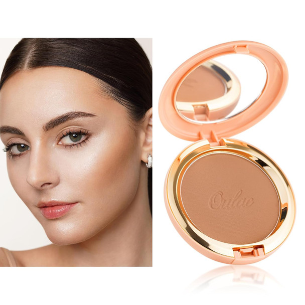 Oulac Matte Bronzer Powder Face Makeup with Mirror SunKissed Bronzer Look