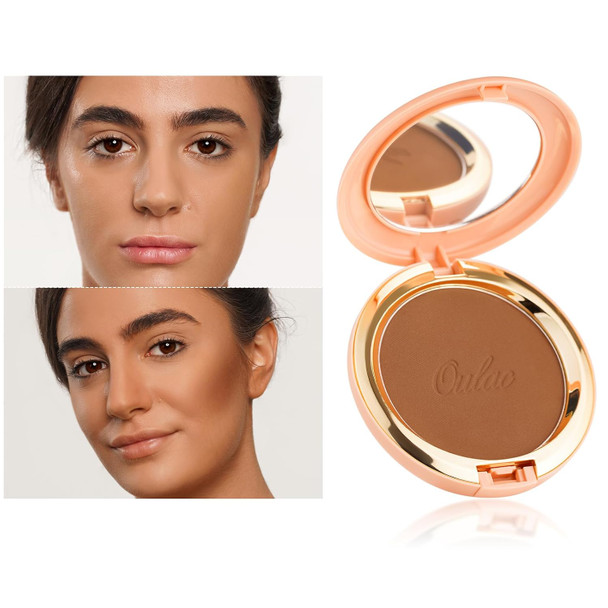 Oulac Matte Bronzer Powder Face Makeup with Mirror SunKissed Bronzer Look