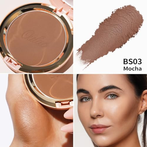 Oulac Matte Bronzer Powder Face Makeup with Mirror SunKissed Bronzer Look
