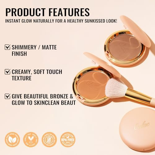 Oulac Matte Bronzer Powder Face Makeup with Mirror SunKissed Bronzer Look
