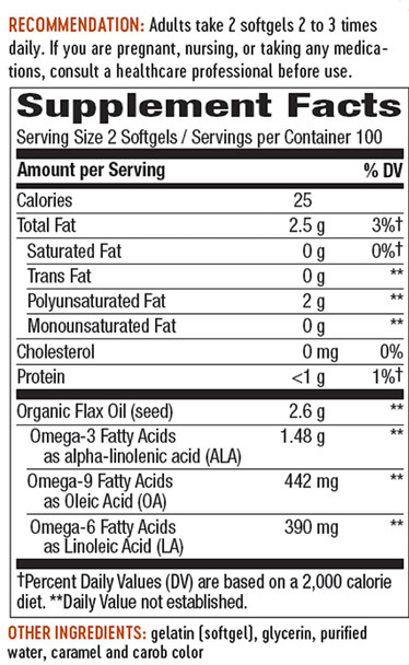 Nature's Way Flax Oil 1300mg, 200 Softgels