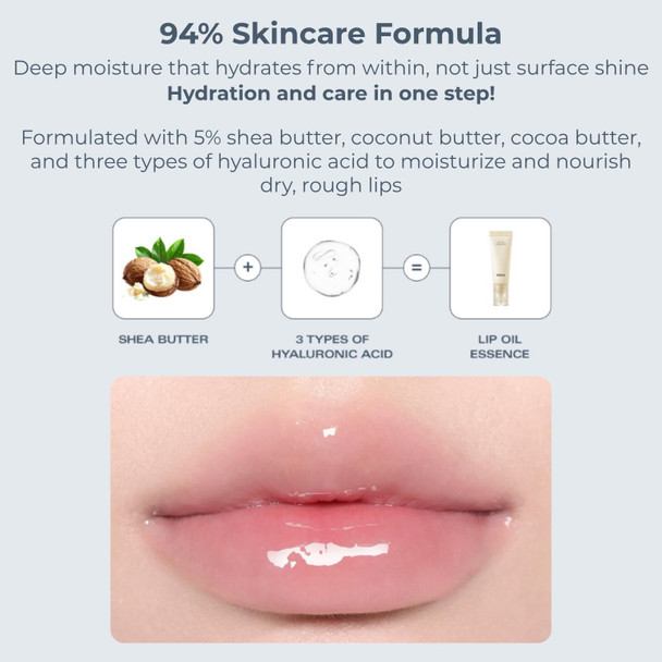 BBIA Lip Oil Essence - High-Shine Moisturizing Lip Treatment Non-Sticky Glossy Finish with Nourishing Oils Hydrating Korean Lip Gloss for Chapped Dry Lips Vegan K-Beauty Lip Care
