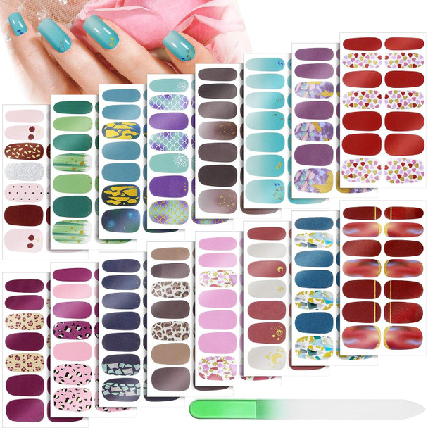 Maitys  Pcs Nail Wraps Self Adhesive Strips Mixed Adornment Series  Full Wrap for Girls With Nail File Easy DIY Manicure Holiday Multiple Floral Stripe Patterns No Dry Time