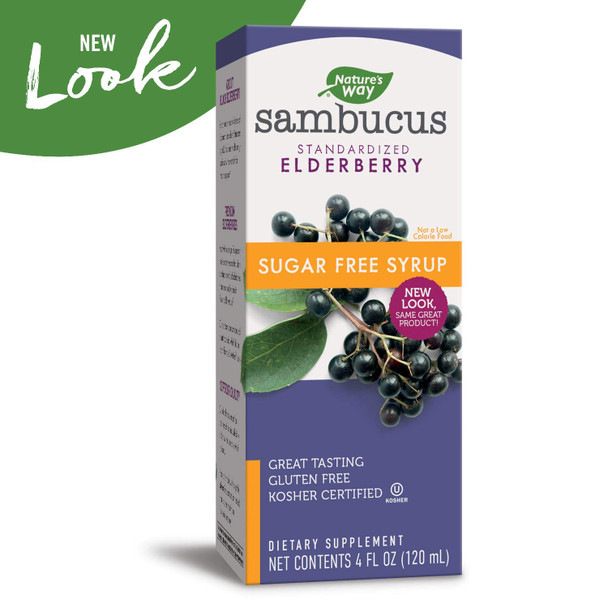 Nature's Way Sambucus Sugar-Free Elderberry Syrup, Herbal Supplements, Gluten Free, Vegetarian, 4 Ounce (Packaging May Vary)