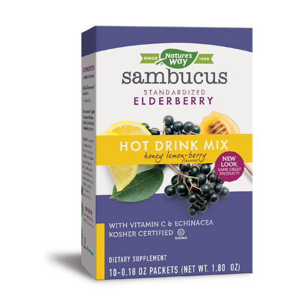 Nature's Way Sambucus Soothing Elderberry Hot Drink Mix, with Vitamin C & Echinacea, 10 Count