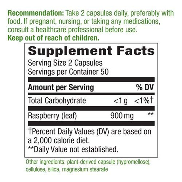Nature's Way - Red Raspberry Leaves, 450 mg, 100 Capsules