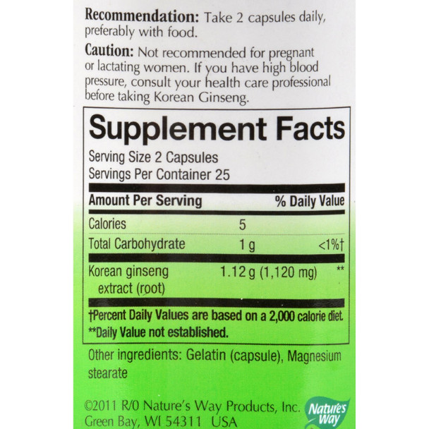 Nature's Way Korean Ginseng Root - 50 Capsules Nature's Way Korean Ginseng Root - 50 Capsules