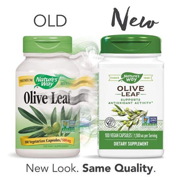Nature's Way Premium Herbal Olive Leaf, 1,500 mg per serving, 100 Capsules (Packaging May Vary)
