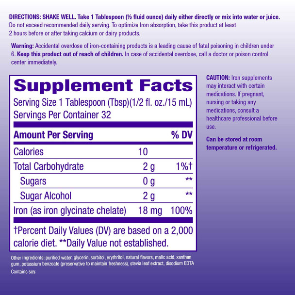 Liquid Mineral Supplement, Iron, Natural Berry, 16 Ounce