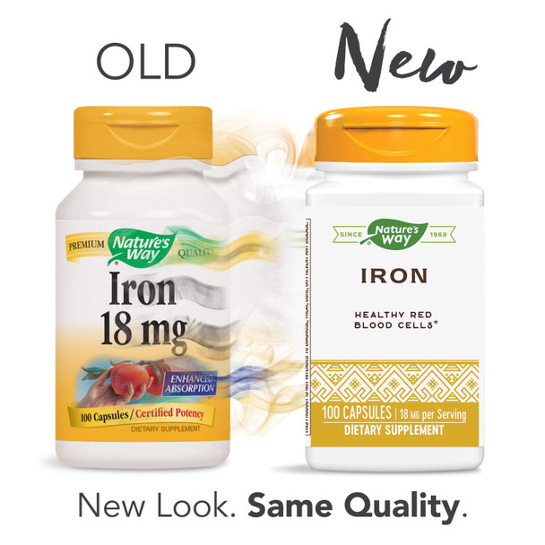 Nature's Way Iron 18 mg Capsule, 100 Count