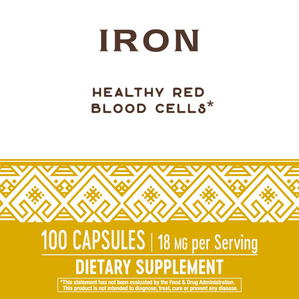 Nature's Way Iron 18 mg Capsule, 100 Count