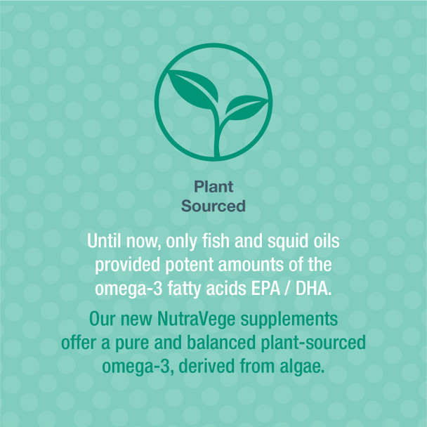 Nature's Way NutraVege Omega-3 Plant Based Supplement- Vegeterian, Vegan- 500 mg, 30 Count