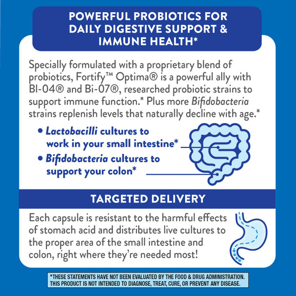 Nature's Way Fortify Optima Adults 50+ Daily Probiotic, 50 Billion Live Cultures, 7 Strains, 30 Capsules