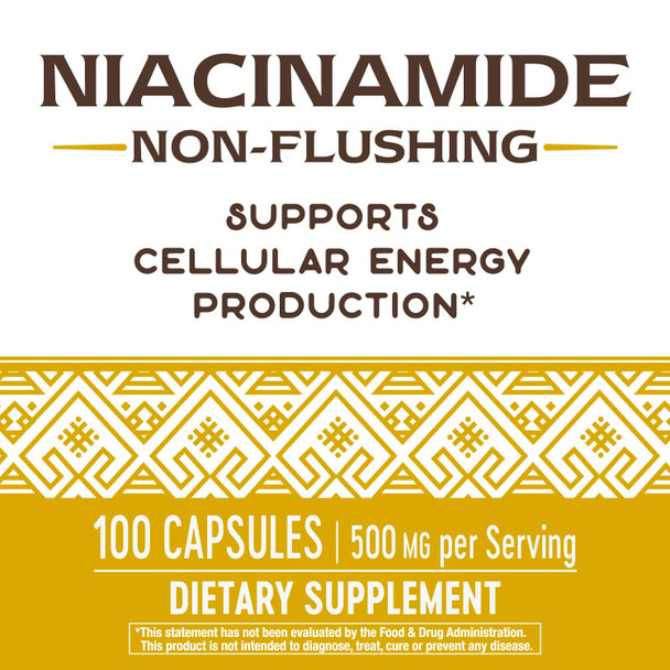 Nature'S Way Niacinamide, Supports Cellular Energy*, 500Mg Per Serving, 100 Capsules