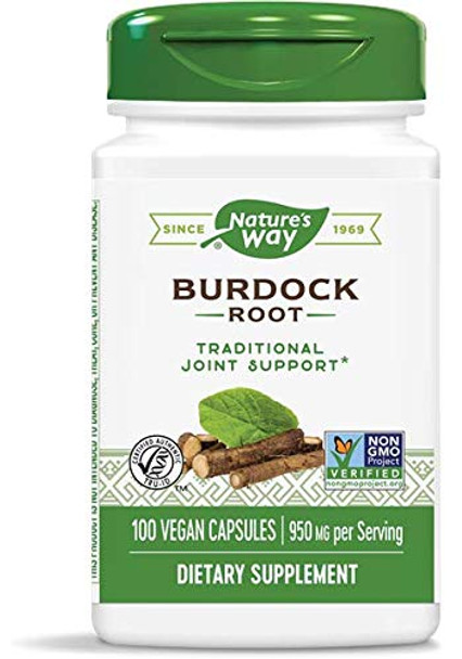 Nature's Way Burdock Root 475 Milligrams per Capsules, 100 Vegetarian Capsules. Pack of 3 bottles.