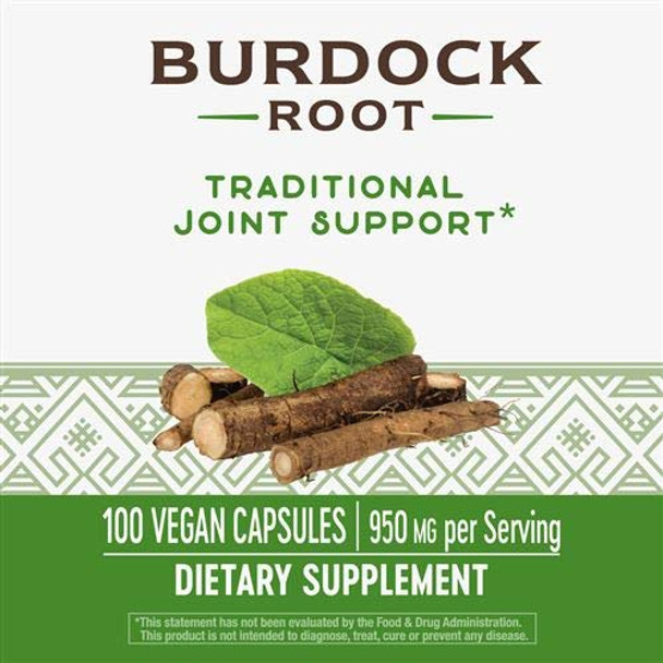 Nature's Way Burdock Root 475 Milligrams per Capsules, 100 Vegetarian Capsules. Pack of 3 bottles.