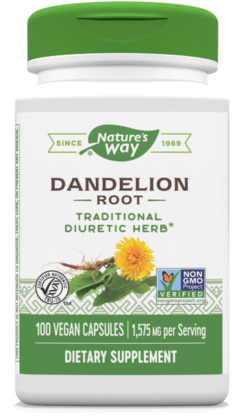 Nature's Way Dandelion Root, Traditional Diuretic Herb*, 100 Vegetarian Capsules