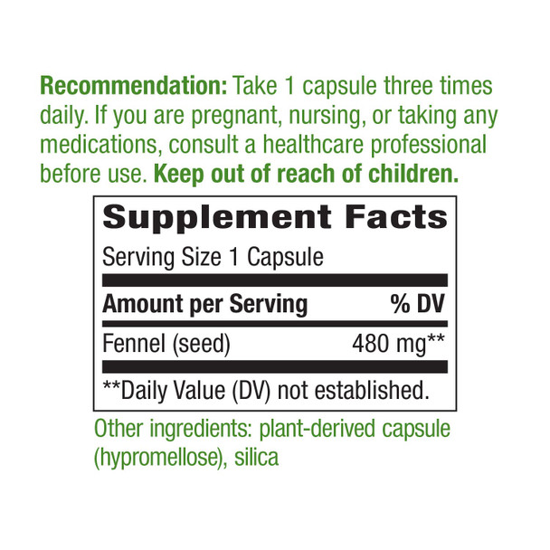 Nature'S Way Fennel Seed 480 Mg, 100 Vcaps