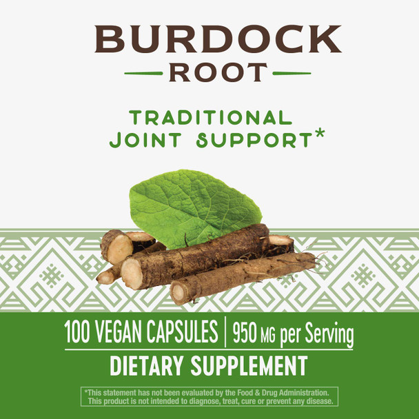Nature's Way Burdock Root, 950 mg per serving, 100 Capsules (Packaging May Vary)