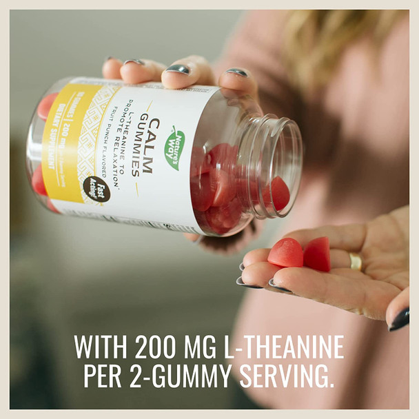 Nature's Way Calm Gummies, L-Theanine for Relaxation*, Fast Acting**, Non Drowsy, Fruit Punch Flavored, 90 Gummies