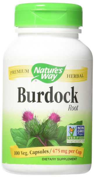 Natures Way Burdock Root Organic Vegetarian Capsule, 100 ct