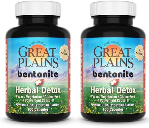Yerba Prima Great Plains Bentonite Clay Caps Plus Herbal Detox  Food Grade  Cleanse Supplement Capsules