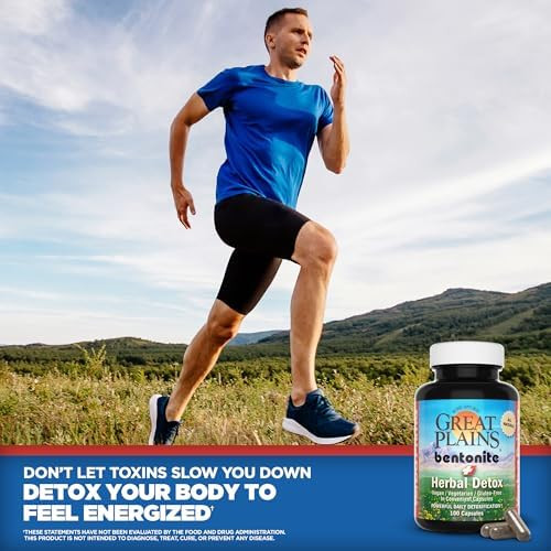 Yerba Prima Great Plains Bentonite Clay Caps Plus Herbal Detox  Food Grade  Cleanse Supplement Capsules