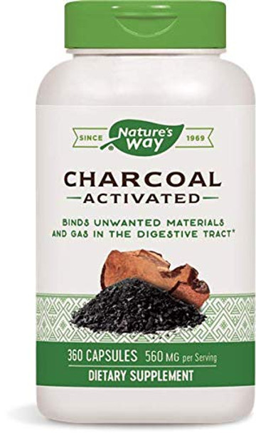Nature'S Way Activated Charcoal, Binds Unwanted Materials And Gas*, 560Mg Per Serving, 360 Capsules
