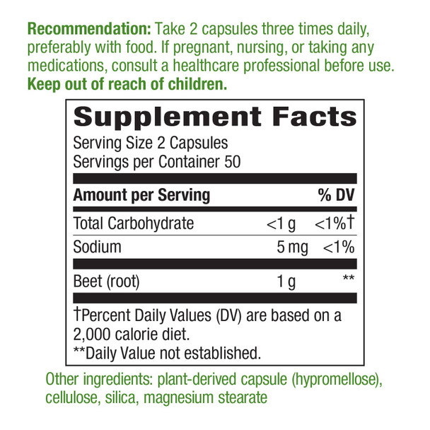 Nature's Way Beet Root, 1,000 mg per serving, 100 Vegetarian Capsules