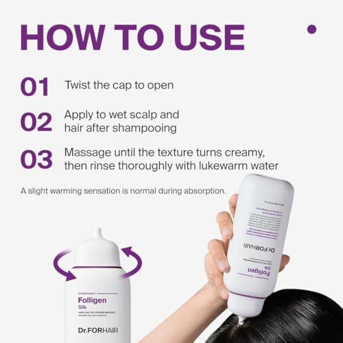 Dr.Forhair Folligen Silk Treatment korean Hair Treatment For Dry Damaged Hairscalp Treatment And Hair Maskfor Hair Thickening And Fuller Looking 10.14 Fl Oz