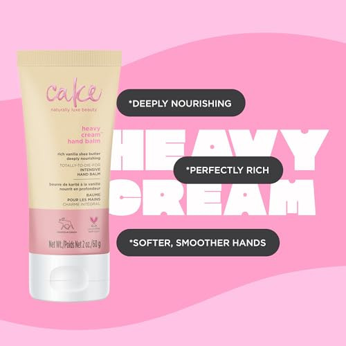 Cake Beauty Heavy Cream Intensive Hand Repair Balm 2 Ouncesdeeply Nourishing Hand Cream Shea Butter Coconut Oil Aloe Vera Dry Hands Vegan Cruelty Travel