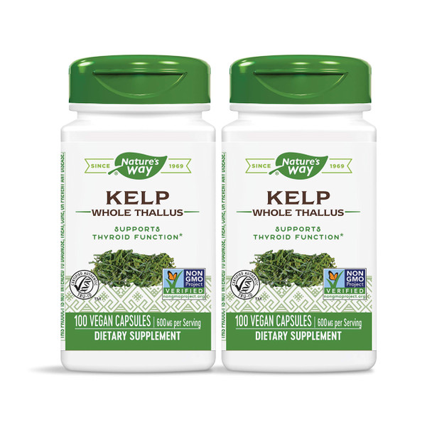 Nature's Way Kelp; 600 mg Non-GMO Project Verified Gluten Free Vegetarian; 100 Count (Pack of 2)