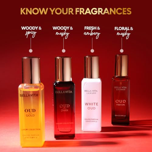 Bella Vita Luxury Bellavita Luxury Oud Perfume Set4 X 20 Mlunisex Perfumeunisex Perfume Set With 4 X Longlasting Eau De Parfum Fragrances For Everyday Wear And Gifting. 20 Ml