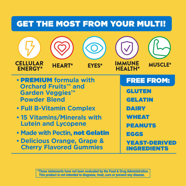 Natures Way Alive! Mens 50+ Premium Gummies, 15 Vitamins and Minerals, Grape, Orange and Cherry Flavored Gummies, 75 Gummies