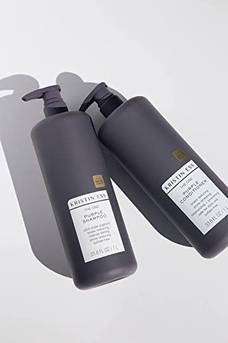 Kristin Ess Hair The One Purple Conditioner Toning For Blonde Hair Neutralizes Brass plus Yellow Tones Moisturizing Conditioner Keratin Safe 33.8 Fl Oz Pack Of 3