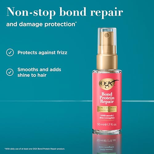 Ogx Repair And Protect Bond Protein Repair 3In1 Oil Mist Hair Oil Protects Dry Damaged Hair Against Frizz Strengthens And Maintains Shine Hair Mist Formulated Without Parabens 1.7 Oz