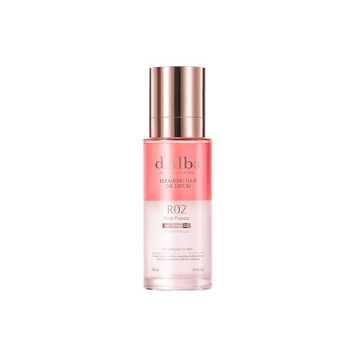 DAlba Piedmont Dalba Piedmont Professional Reparing Hair Oil Serum Silky And Glossy Hair Lightweight And Airy Finish Argan Oil Amino Acid Protein Complex Rose Freesia Scent 2.54 Fl Oz