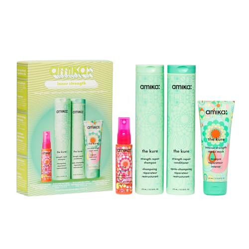 Amika Inner Strength Repair Routine Setgift Set For Dry Damaged Hair From Bleach Color Chemical Or Heat Use