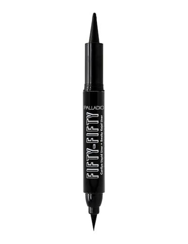 Palladio Fiftyfifty Eye Liquid Liner Dual Ended Professional Eye Styling Ultrasoft Kajal Crayon And Super Precise Fiber Tip Liner Smoky And Defined Looks Smudge Proof Quick Drying Black Cat