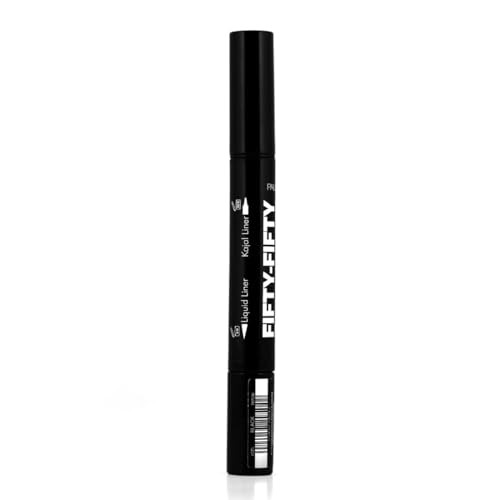 Palladio Fiftyfifty Eye Liquid Liner Dual Ended Professional Eye Styling Ultrasoft Kajal Crayon And Super Precise Fiber Tip Liner Smoky And Defined Looks Smudge Proof Quick Drying Black Cat