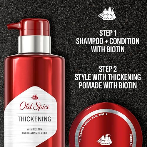 Old Spice Mens Thickening 2In1 Mens Shampoo And Conditioner With Biotin And Invigorating Menthol 17.9 Oz