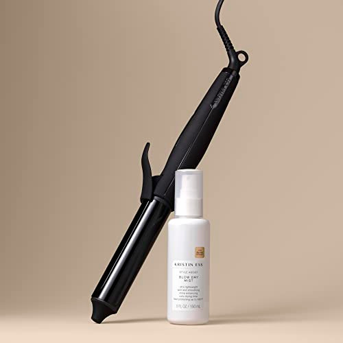 Kristin Ess Hair Nanoblack 11 4 Inch Automatic Curling Iron plus Style Assist Blow Dry Heat Protectant Spray Dual Voltage Hair Styling Beach Waver plus Curler Smooth Barrel plus Digital Display