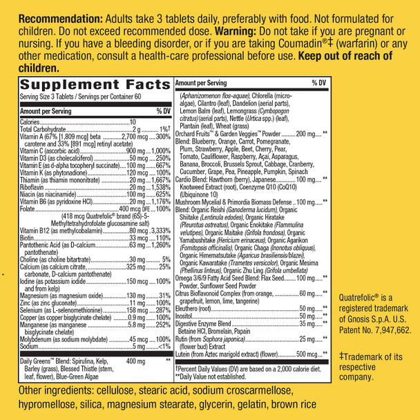 Nature's Way Alive! Max3 Potency Multivitamin, High Potency B-Vitamins, No Iron, 180 Tablets