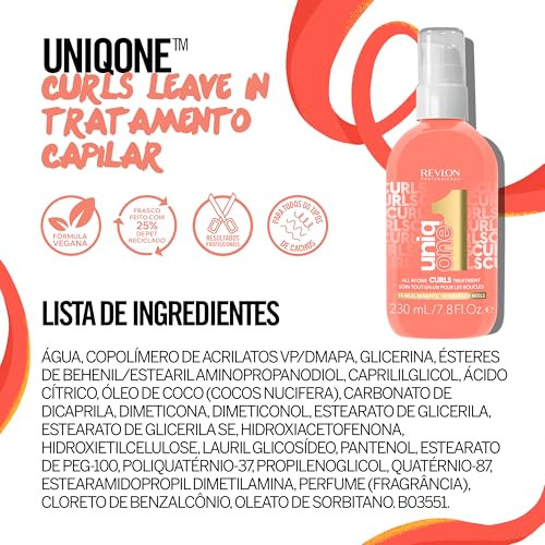 Revlon Professional Uniqone 10In1 Curls Hair Treatment 96Hr Frizz Control Heat Protection Definition For Wavy Curly And Coily Hair. Defines Curls And Enhances Natural Texture. 7.8 Fl Oz