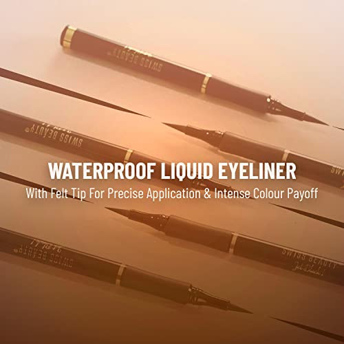 Swiss Beauty Waterproof And Long Wearing Bold Felt Tip Pen Glossy Eyelinersmudge Proof Eye Makeupquick Dryingblack 1.2Ml