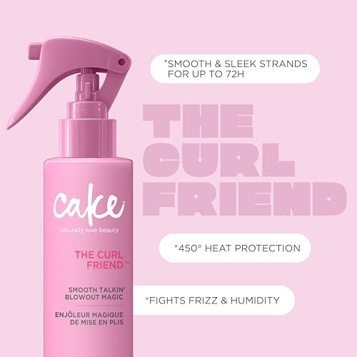 Cake Beauty The Curl Friend Smooth Talkin Blowout Magic blowout Spray Smoothing Sleek 450F Heat Protectant Hydrated Touchable Brushable Feel Vegan Sulfate 200Ml 6.8 Fl Oz